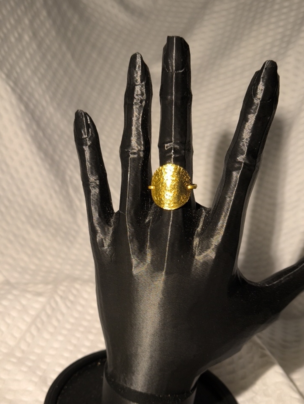 Plunder Gold Textured Oval Statement Ring - Women Jewelry Size 10
